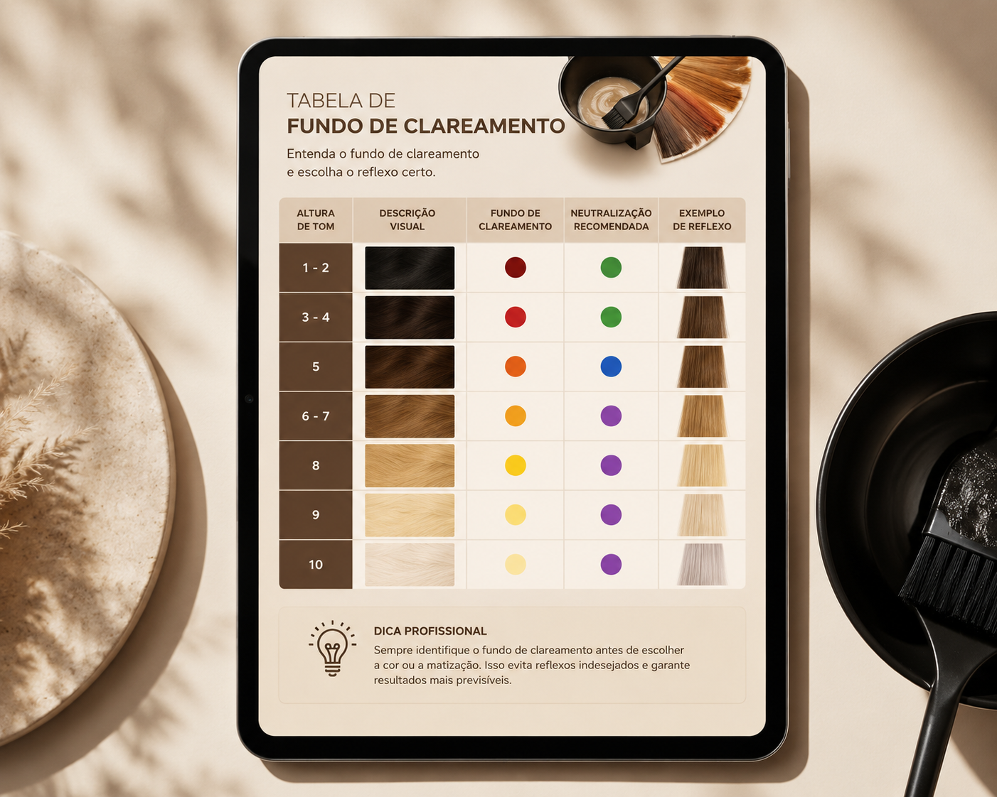 Tabela de fundo de clareamento